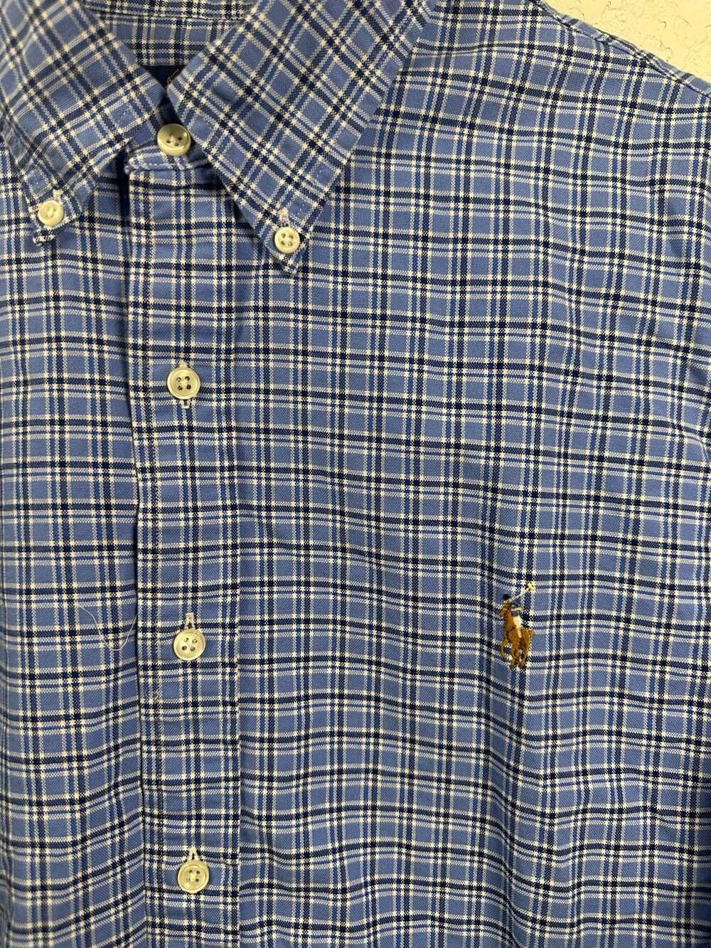 Ralph Lauren Men Blue Plaid Long Sleeve Button Down Shirt Size XL